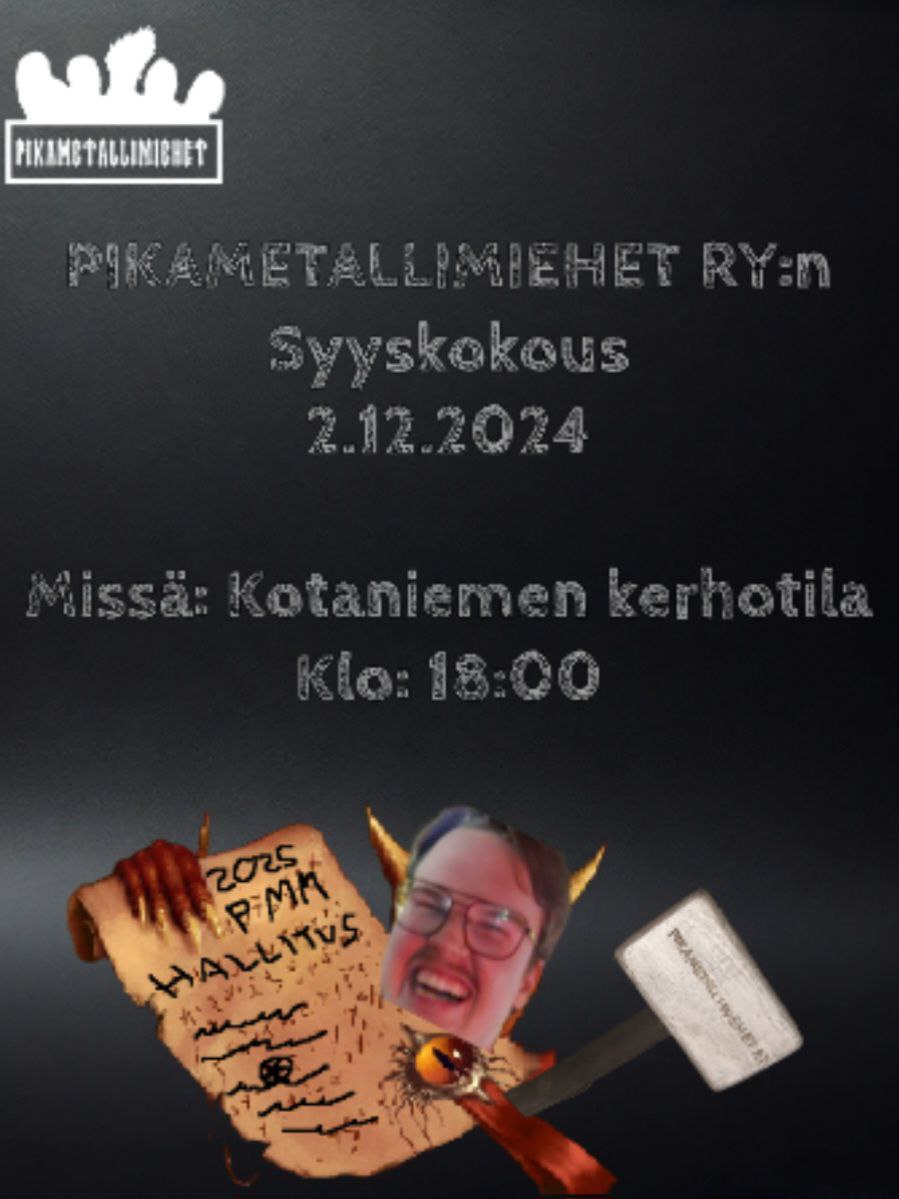 syyskokouS 2.12. klo 18.00